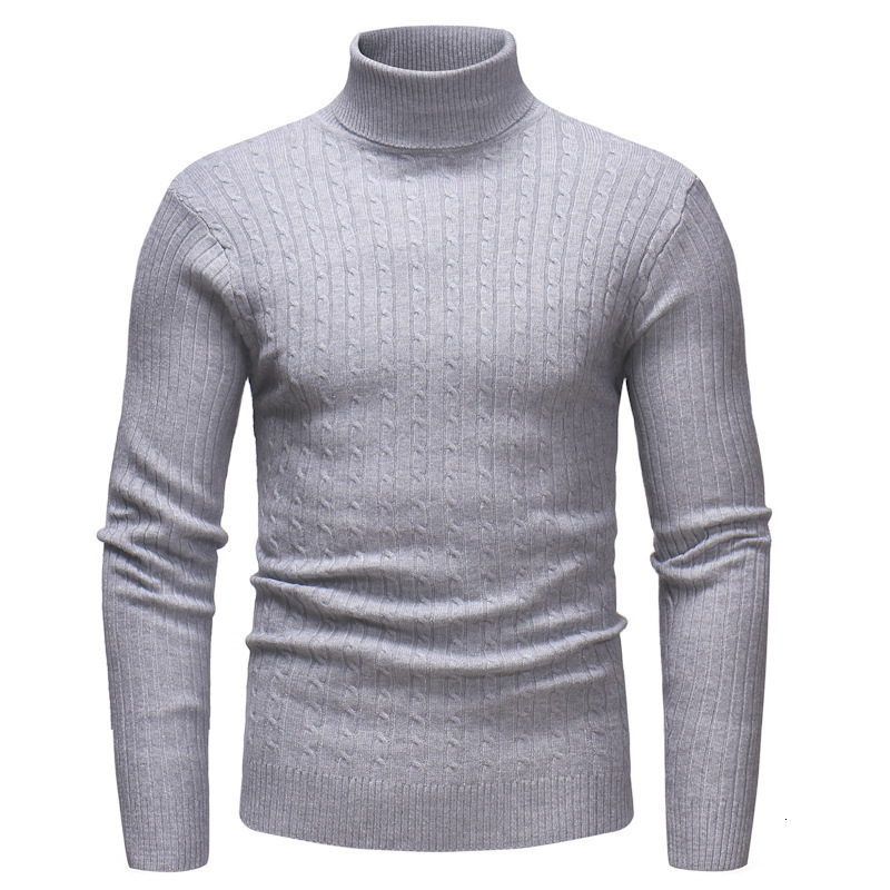 New autumn and winter men's high neck striped needle designer knitted sweater trend hoodie