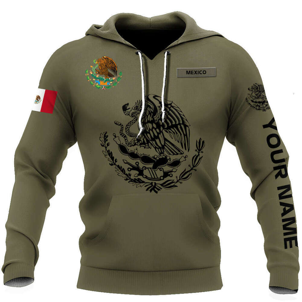 2024 European American with Mexican men's 3D digital printing autumn and winter hooded hoodie