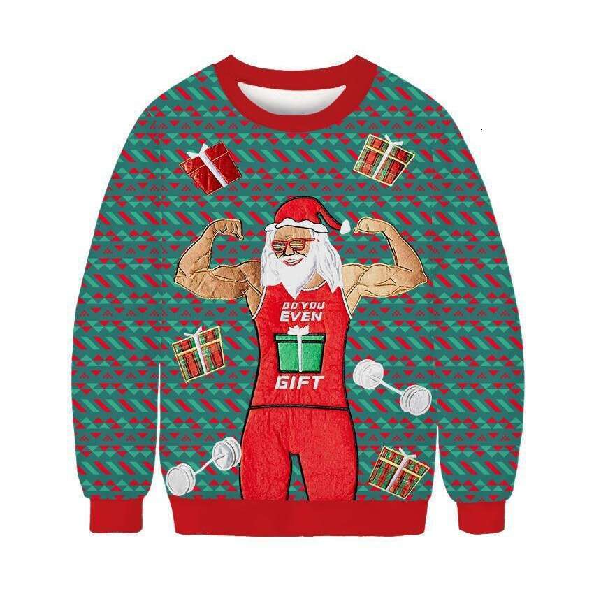 New Christmas 3D digital print loose round neck pullover for couples casual hoodie