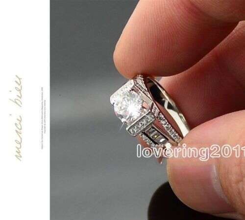 Eiffel Tower Style White Topaz Gemstone Engagement Ring in Sterg Sier with CZ Dia (Size 5-10)