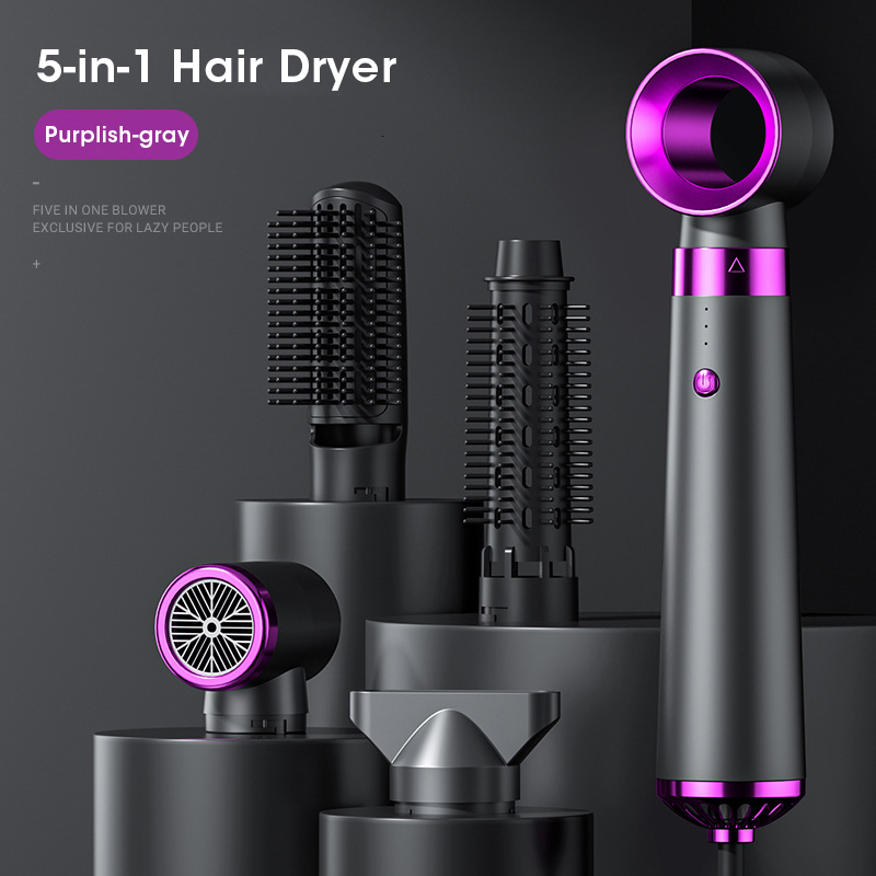 New 5 In 1 Electric Hot Air Brush Multifunctional Hair Straightener Negative Ion Curler Blow Dryer Styg Set
