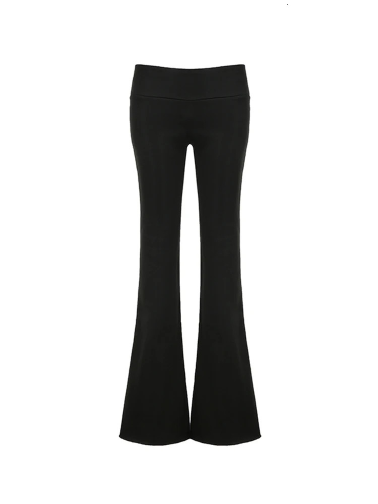 Gray Slim Low Waist Casual Sweatpants For Women Black Solid Simple Basic Flared Pants Sports Jogging Trousers 241121Z