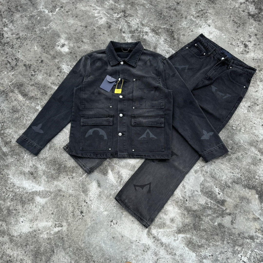 24SS Autumn/Winter new designer denim suit Men Coat Men Women Sweatpants Designer Hip Hop Rock Jeans black Motorcycle Men