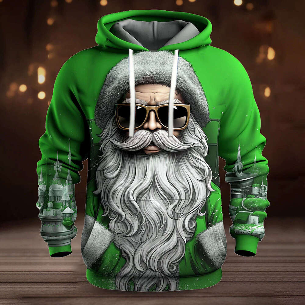 Autumn and Winter New Hoodies Santa Claus 3D Digital Printed Casual Hoodie
