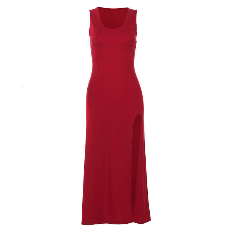 2023 Women's Spring Summer New Fashionable and Sexy Solid Color High Waist Long Split Dress for Women