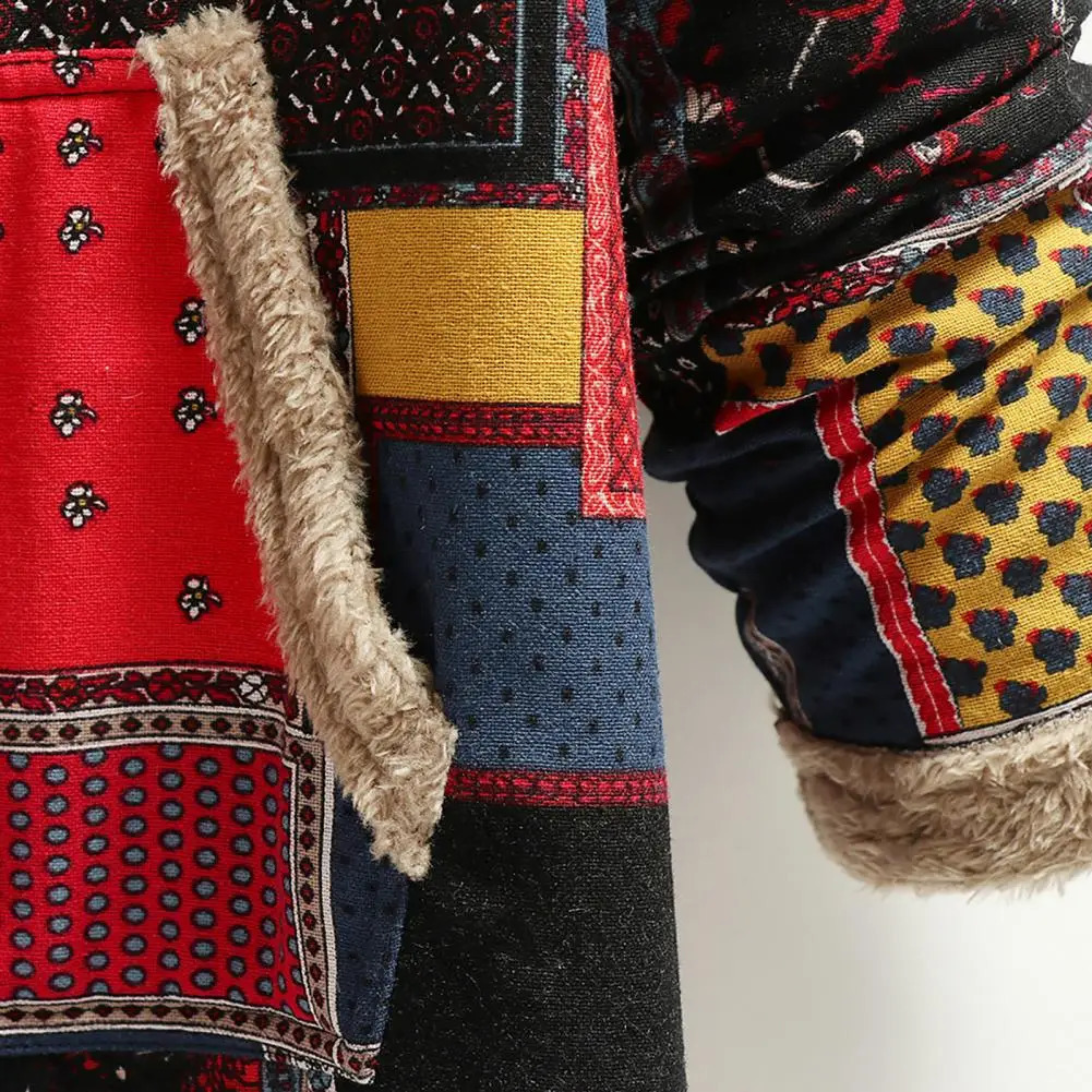 Winter Women Coat Keep Warm Polyester Ethnic Pattern Hooded Ladies Top Casual Antifade Long Sleeve Female For Daily Wear 241121