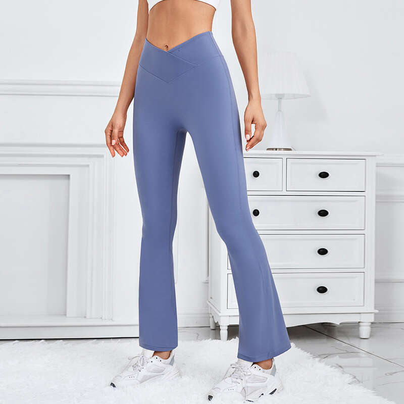2024 new bell bottom sexy slightly flared elastic yoga stretch high waist slimming pants women's perky buttocks for external wear