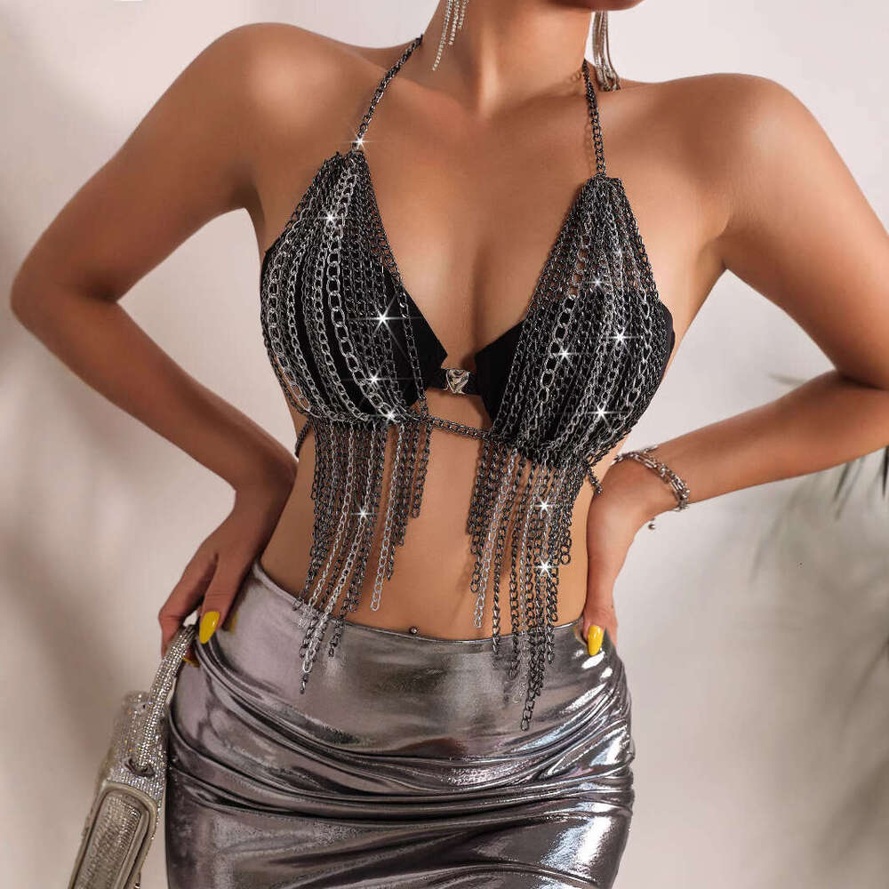 2024 women's neck hanging, backless, metal splicing, sexy camisole vest for women L23445
