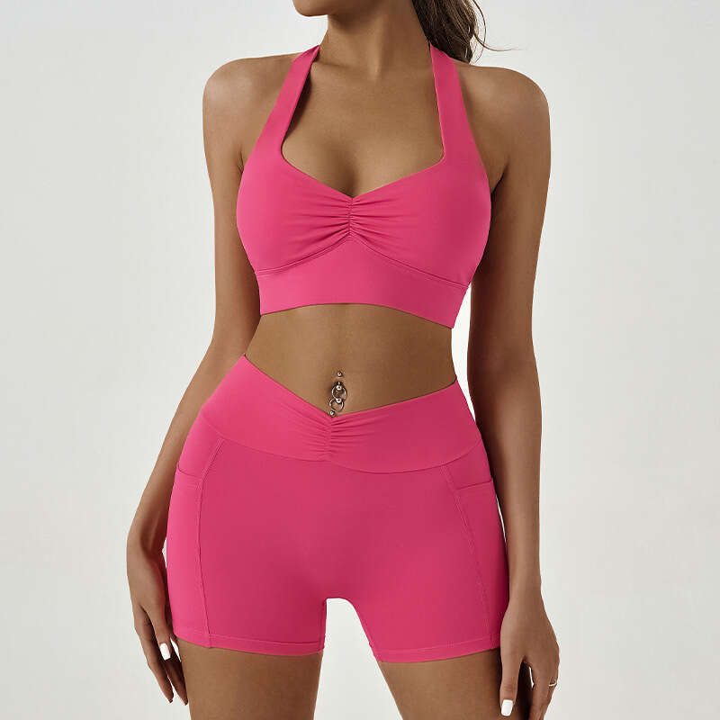 European and American solid color tight fitting sleeveless vest sports fiess running jumpsuit, three part pants, yoga suit