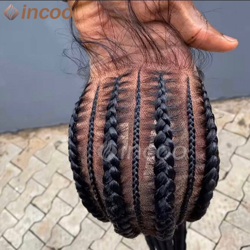 36 Inches Cornrows Synthetic Full For Black Women Jumbo Braided Wigs Lace Frontal Faux Locs Box Braids Wig