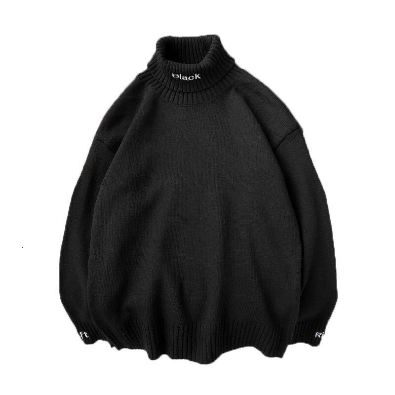 Autumn and winter new warm color solid color sweater men's Korean version loose and foldable high neck knitted sweater couple jacket designer top