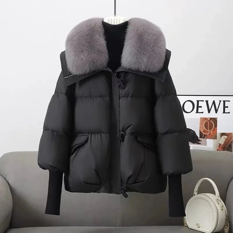 2024 Loose Ladies Cropped Jacket Winter Woman Parka Overcoat Korean Fashion Female Ultra Light Warm Coat 241125