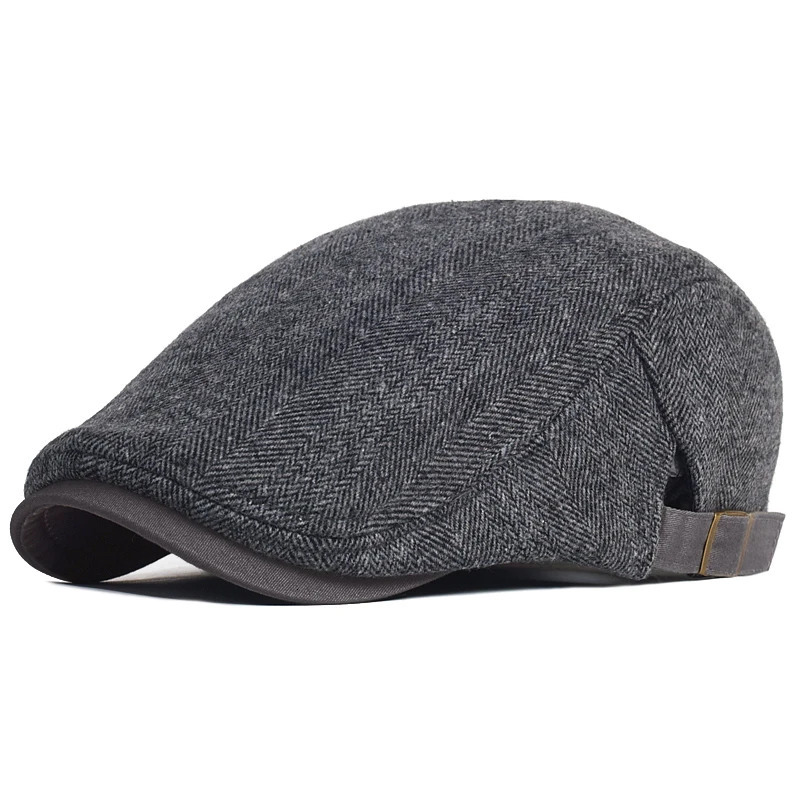 Big Size sboy Cap Men Winter Wool Thick Warm Vintage Herringbone Casual Stripe Berets Gatsby Flat Hat ed Adjustable 241125