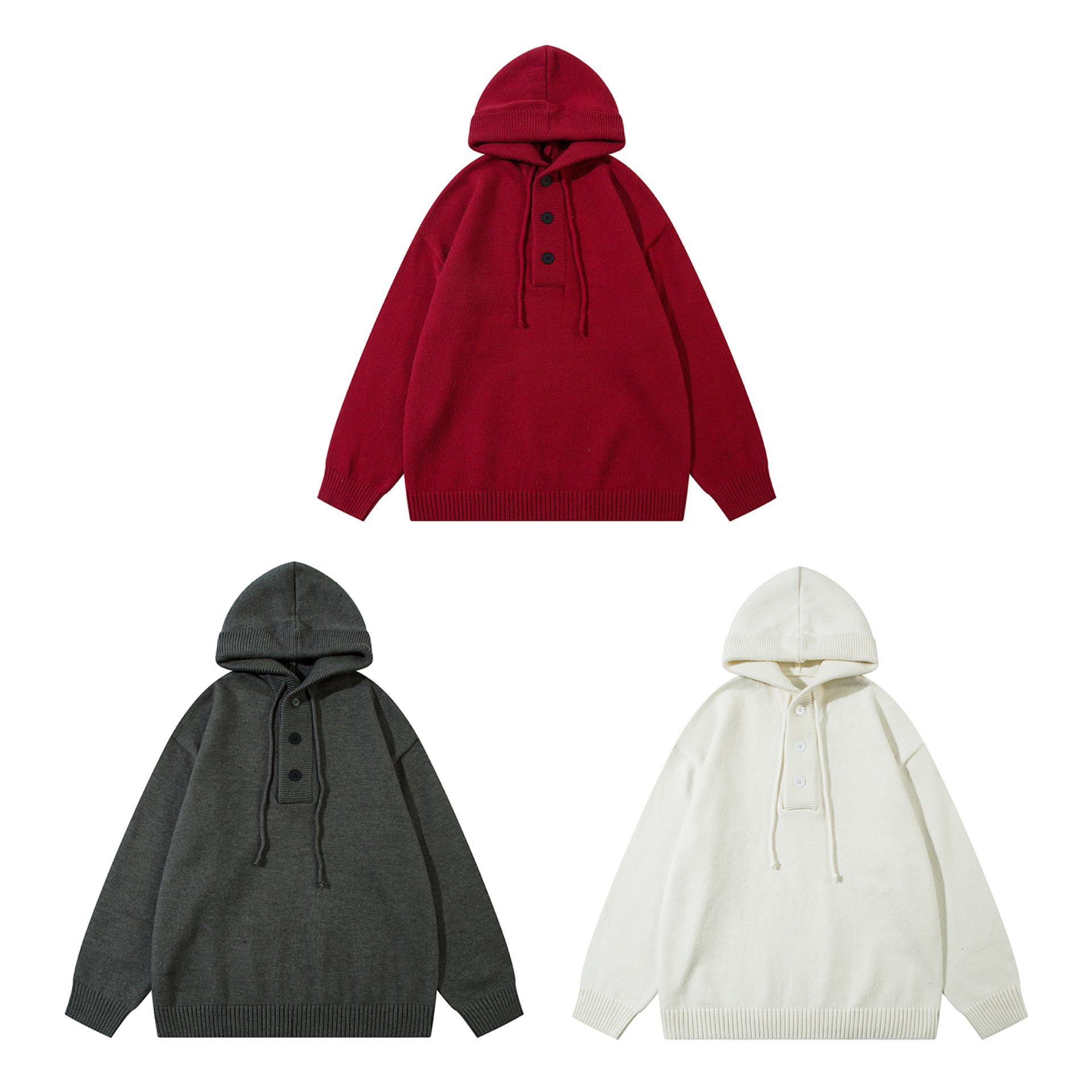 New AKanbullet American Grey Hooded Sweater with Lazy Style for Autumn and Winter, High Quality Knitted Top by Male and Female Designers