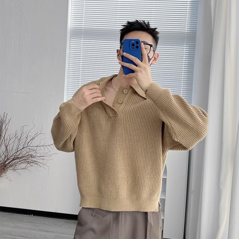 New American high-end autumn and winter collection, men's loose knit pullover sweater, fashionable designer shirt top