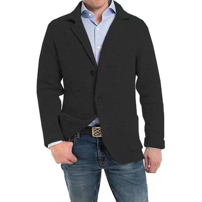 autumn and winter men's commuting jacket suit knitted sweater 2024 new casual fashion trend clothing