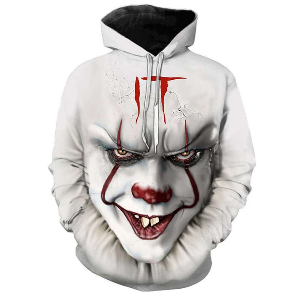 Autumn and winter trendy skeleton 3D digital printed men's hooded sweatshirt