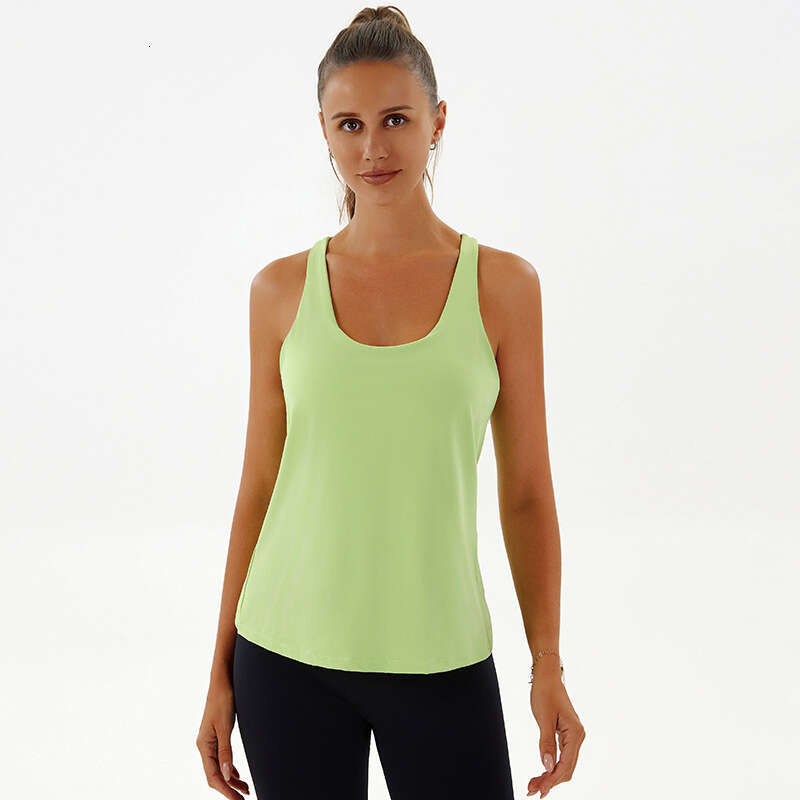 Sportswear women with bra, beautiful back yoga suit, sleeveless cover up shirt, breathable vest, fiess running vacation two-piece top set