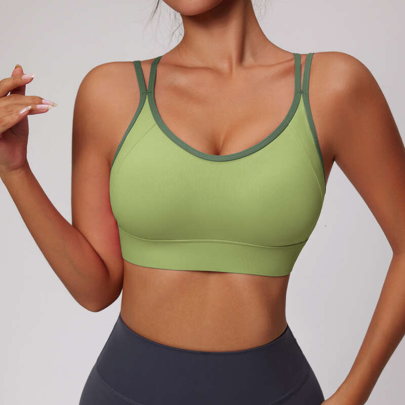 INS European American sports with strong contrasting color and fixed integrated shock-absorbing running, gathering Pilates backless bra