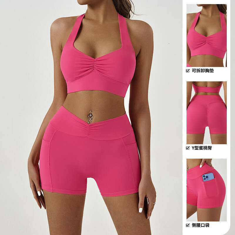 European and American solid color tight fitting sleeveless vest sports fiess running jumpsuit, three part pants, yoga suit