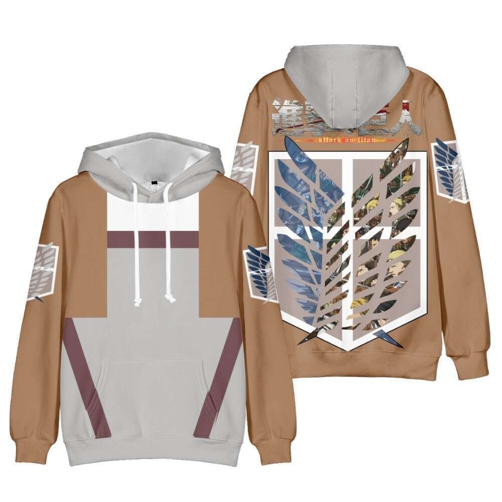 Autumn winter new attacking giant 3D digital printed for men and women anime peripheral hooded casual hoodie