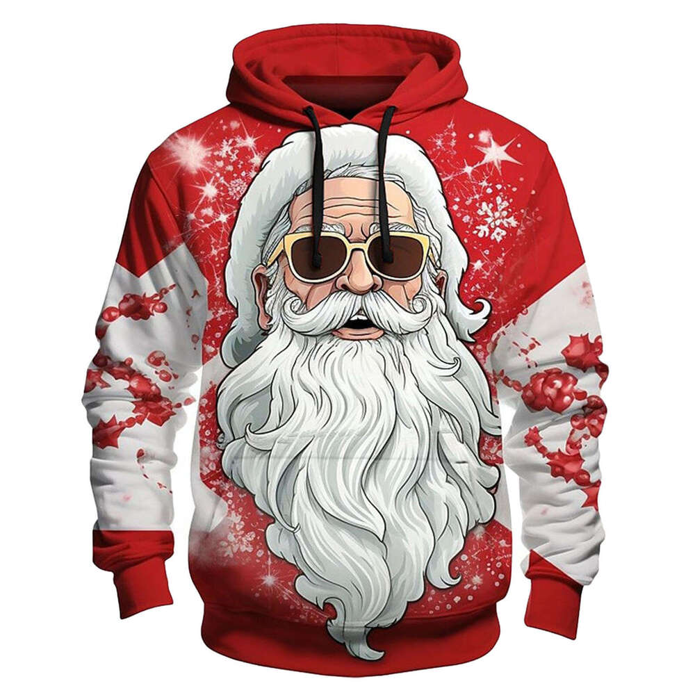 Autumn and Winter New Hoodies Santa Claus 3D Digital Printed Casual Hoodie