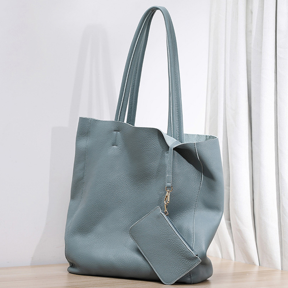 Head layer cowhide large capacity women's tote bag, genuine leather soft leather, artistic style Korean version, simple shoulder bag