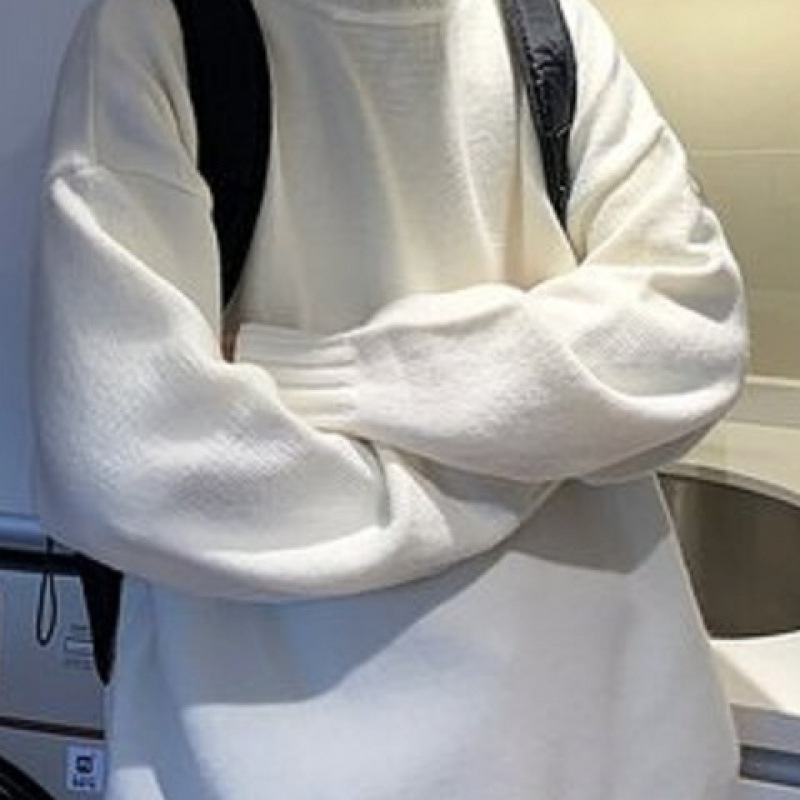 New Zipper High Neck Men's Winter Collection Solid Color Knitted Sweater Lazy Korean Versatile Casual Designer Jacket