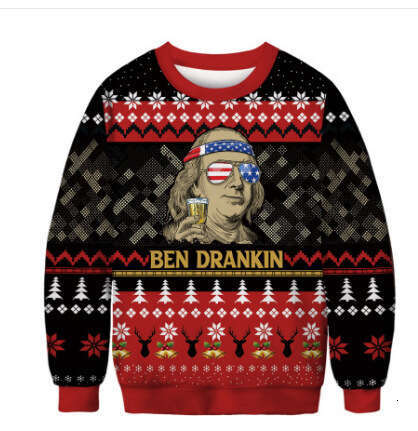 2024 Christmas New Long Sleeve Snowman 3D Digital Printed Casual Round Neck Sweatshirt