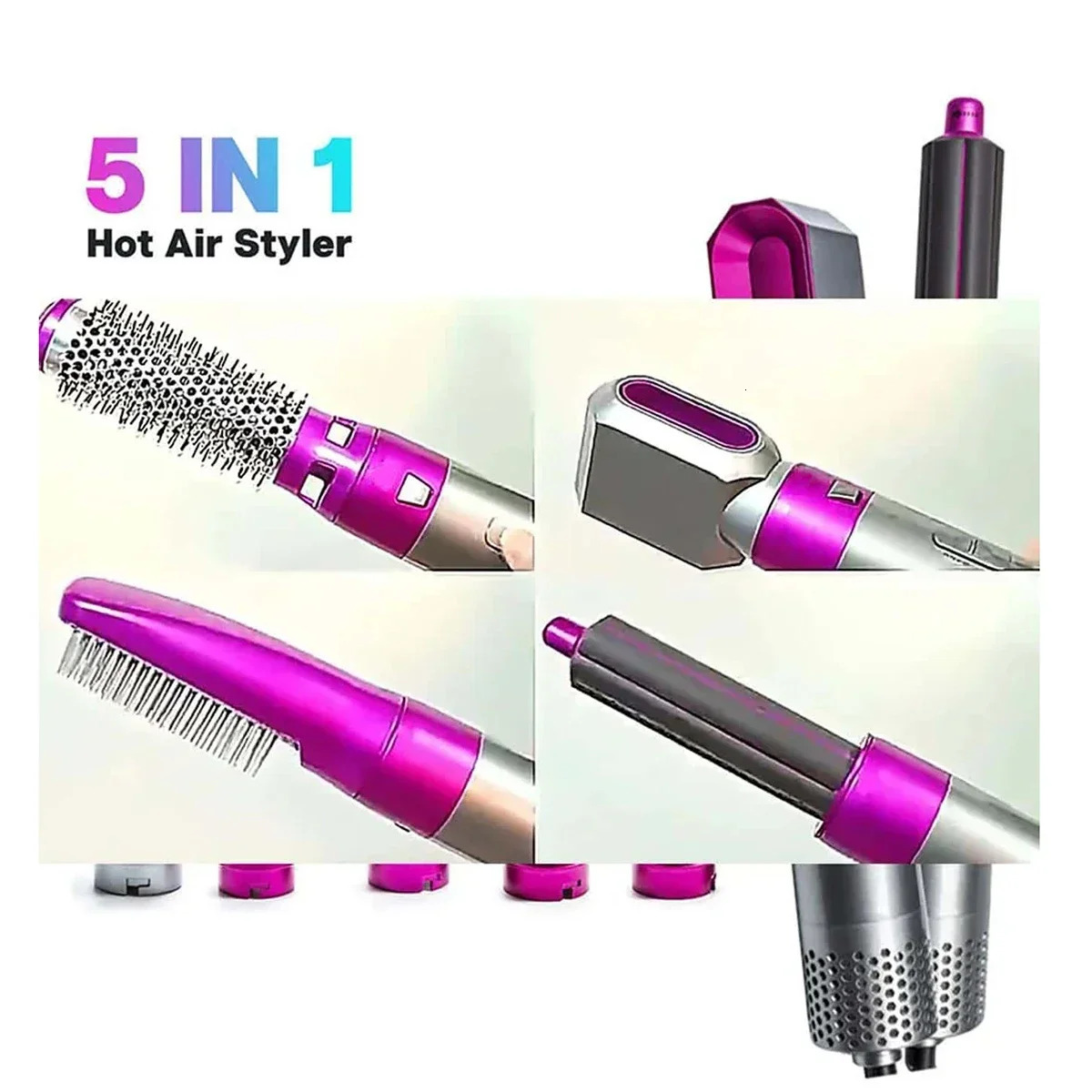 Hot 5 In 1 Negative Ionic Detachable Dryer Styler Air Culer Wand Hair Straightener Brush Blow