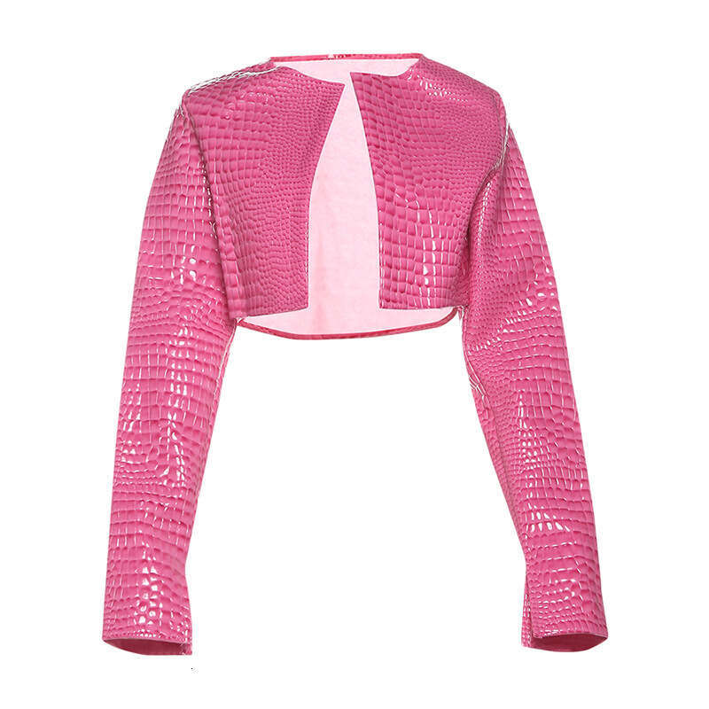 2024 autumn and winter new personalized spicy girl slim fit exposed navel short round neck solid color top jacket