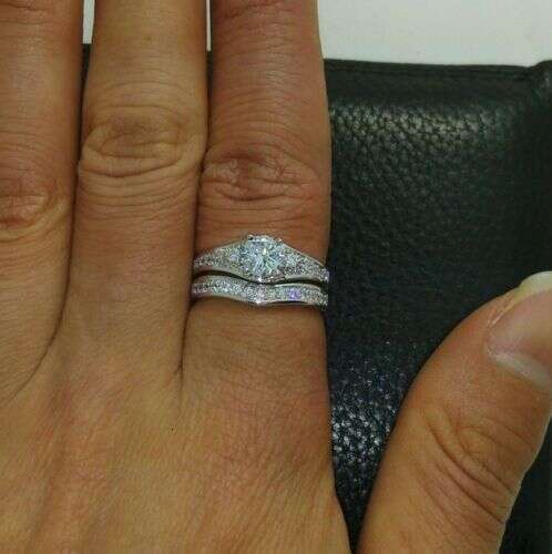 White Gold Filled Topaz CZ Women's Wedding Ring Set in Size 6/7/8/9/10