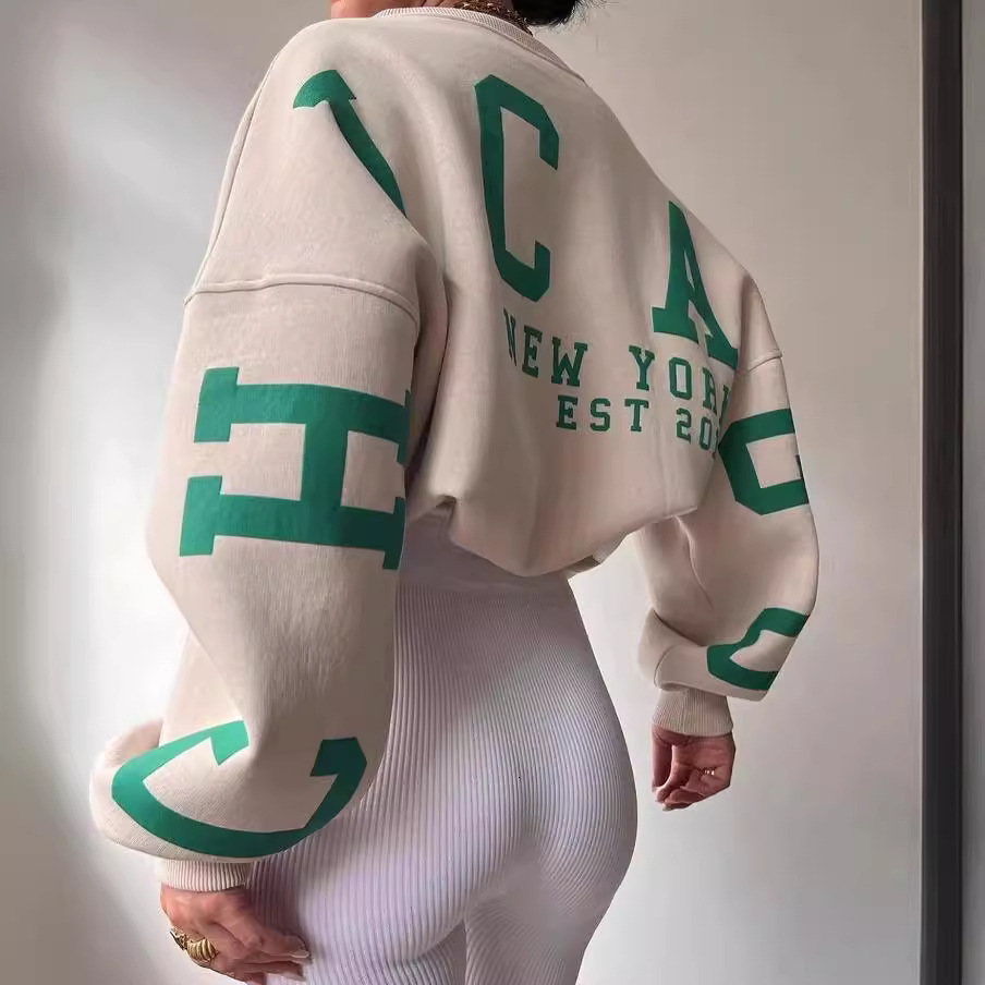 Fashion Thickened Versatile Top Long Sleeve autumn sweater print ladies fashion