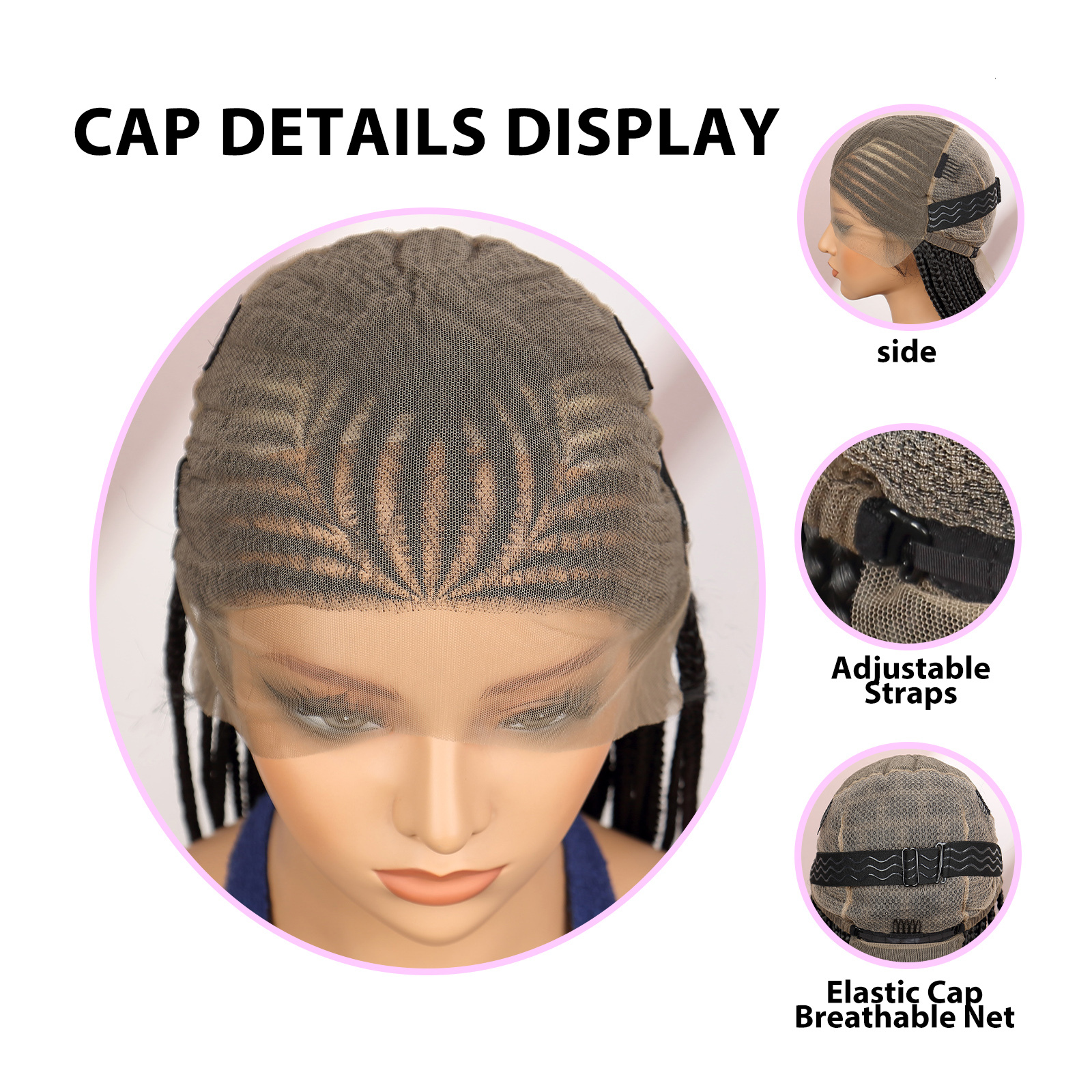 Cornrow Synthetic Full Lace Box For Black American Women Daily Use Braided Wigs