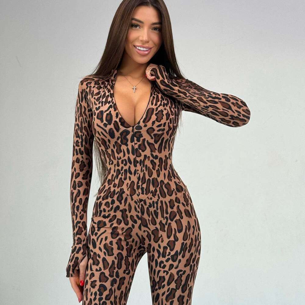 Women's 2024 autumn and winter standing collar long sleeved waist cinched hip lifting jumpsuit sports fiess running clothes for women
