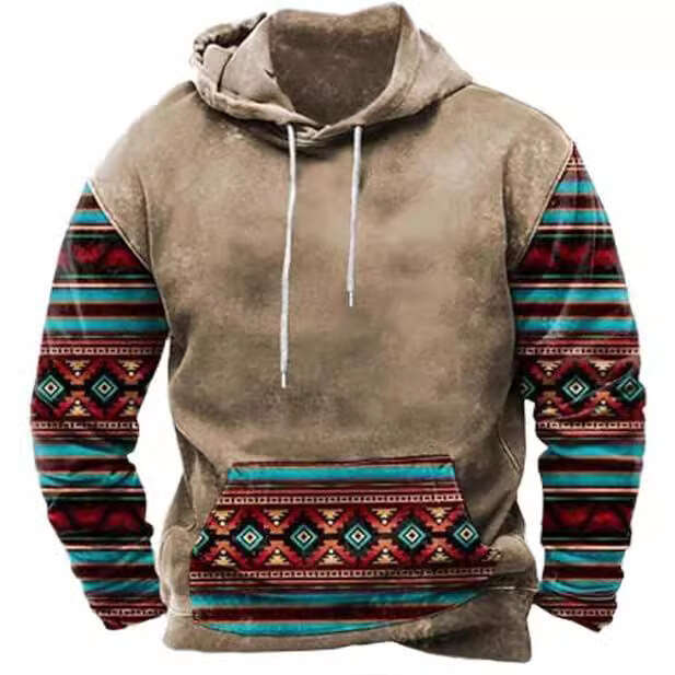 Autumn and winter printed men, popular 3D hooded sweatshirt with pockets for casual wear