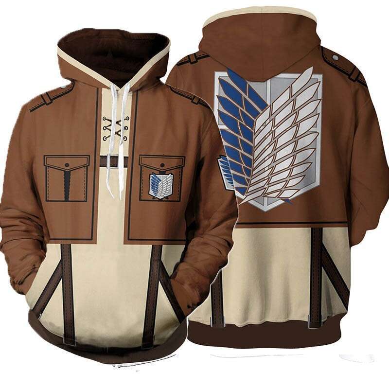 Autumn winter new attacking giant 3D digital printed for men and women anime peripheral hooded casual hoodie