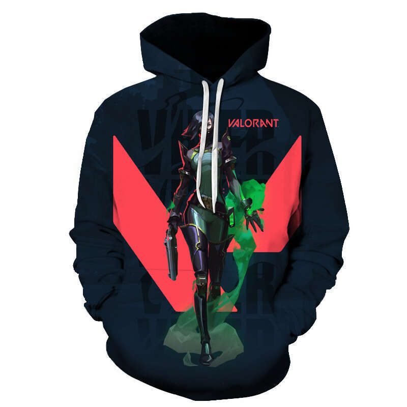 Autumn winter new with Valorant 3D printing technology hoodie for both men women, sports and casual games, same style