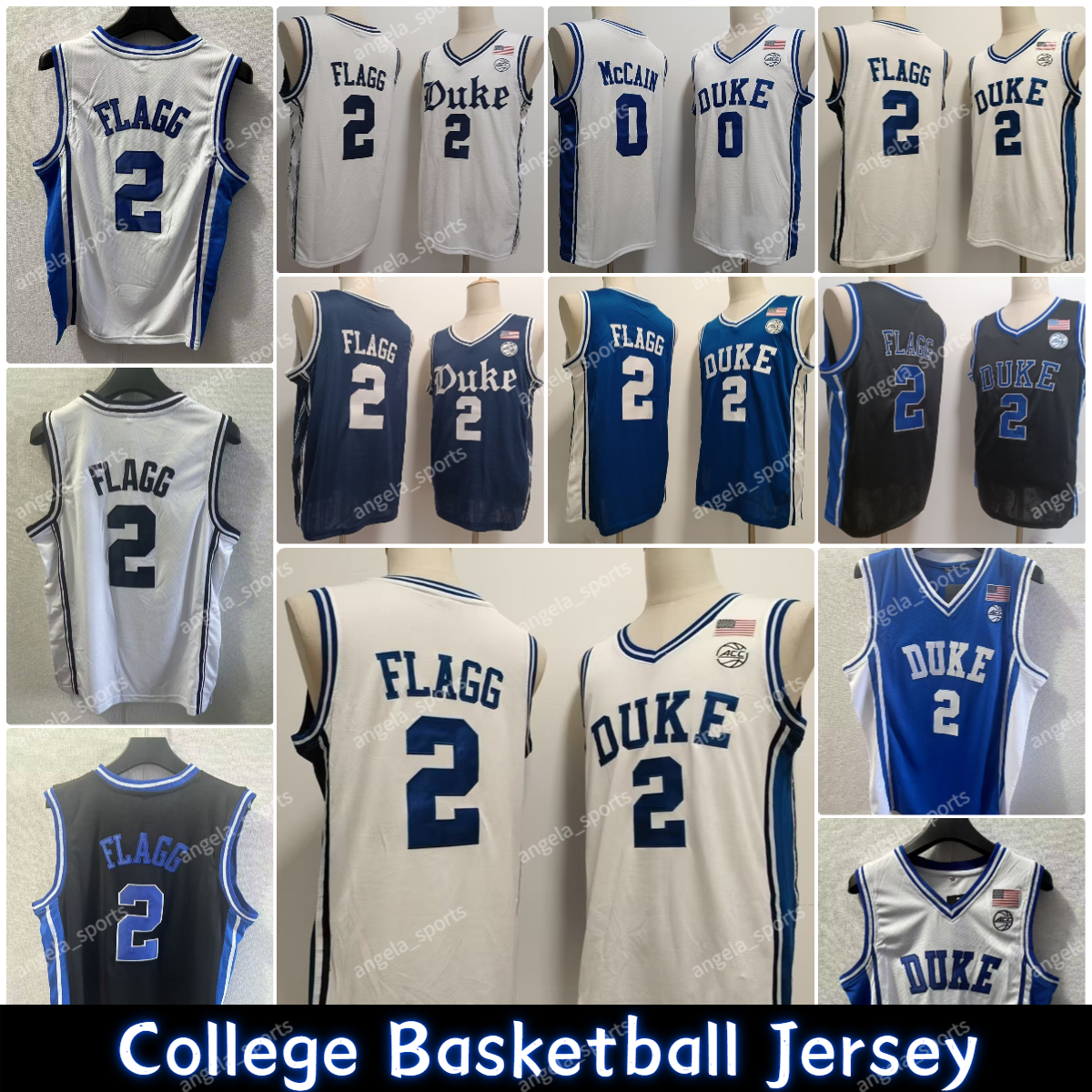 Duke College 2 Cooper Flagg College Basketball Duke Jerseys 0 Mccain Jersey Embroidery Stitched Jerseys Navy Blue White