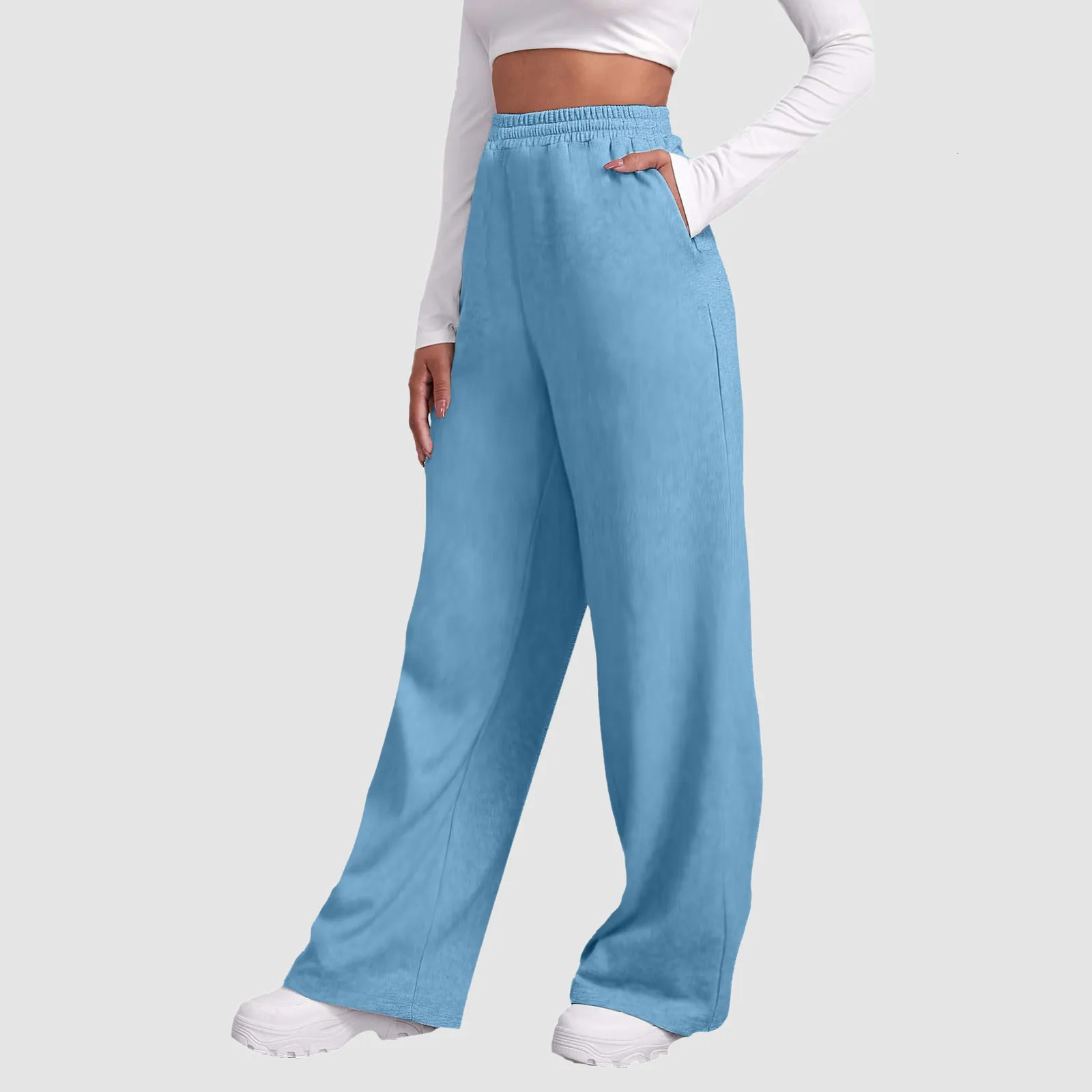 Womens Fleece Lined Sweatpants Wide Straight Leg Pants Bottom Joggers Workout High Waisted Yoga With 241121Z