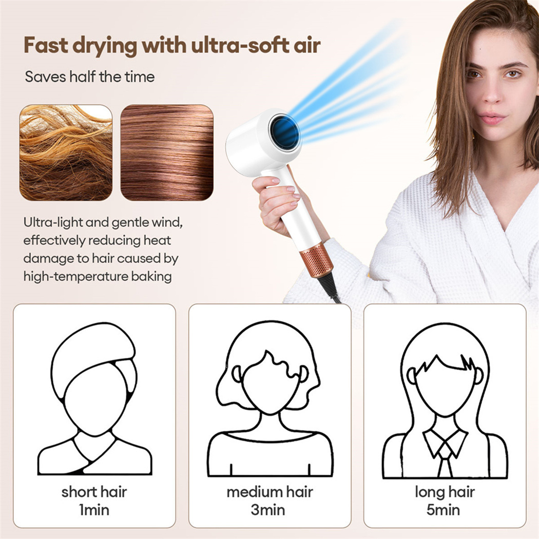 1600W Hair Professional Brushless High Speed Powerful Blow Electric Negative Ion Adjustable Salon Household Dryer