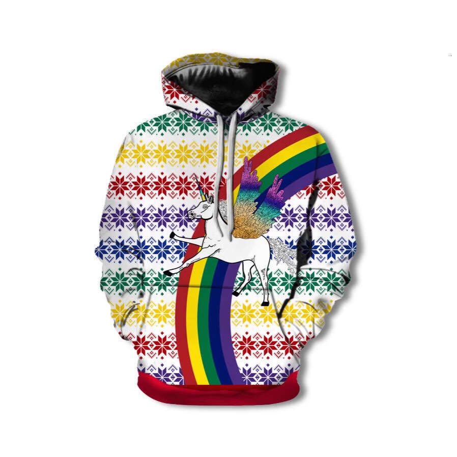 3D digital printed celebration in Europe America, loose fitting hooded hoodie for men and women during Christmas