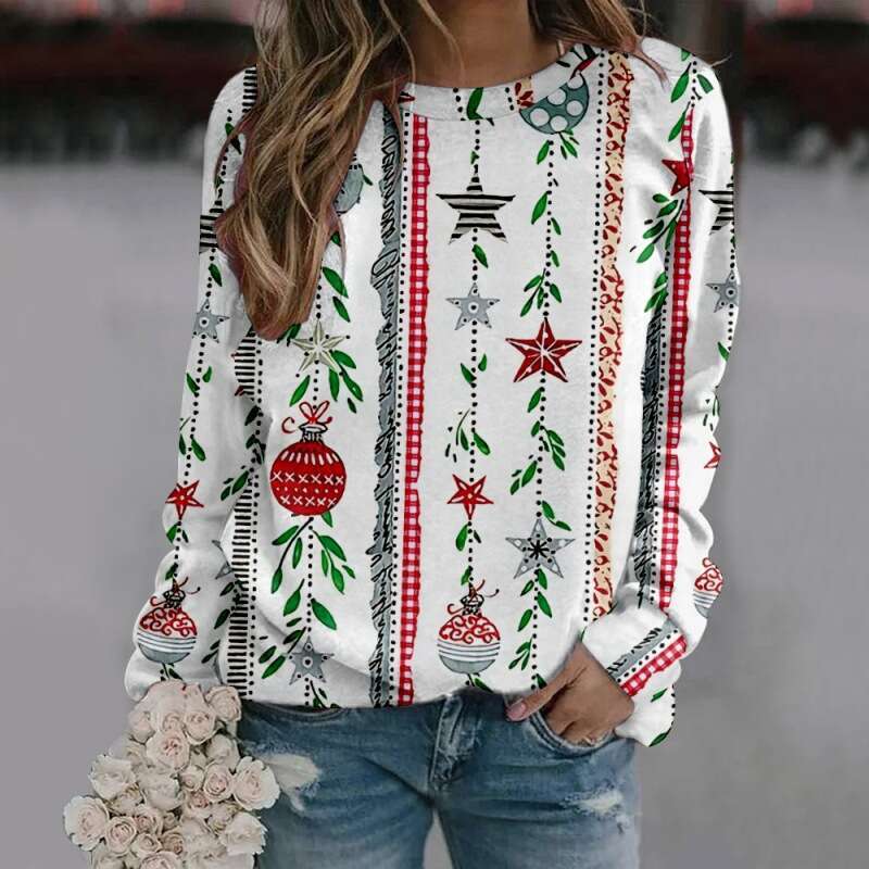 New round neck long sleeved in plus size Christmas creative 3D digital printing hooded hoodie