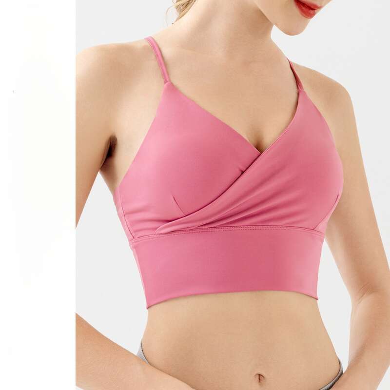 European and American sexy backless with breast pads, pleated outdoor running sports bra, women's high stretch yoga bra
