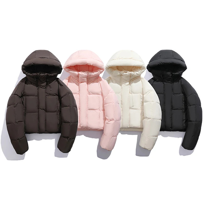 Fall Winter Coat Women Cropped Parkas with Hooded Warm Casual Oversized Loose Jacket Puffer Fashion Streetwear Coats 241125