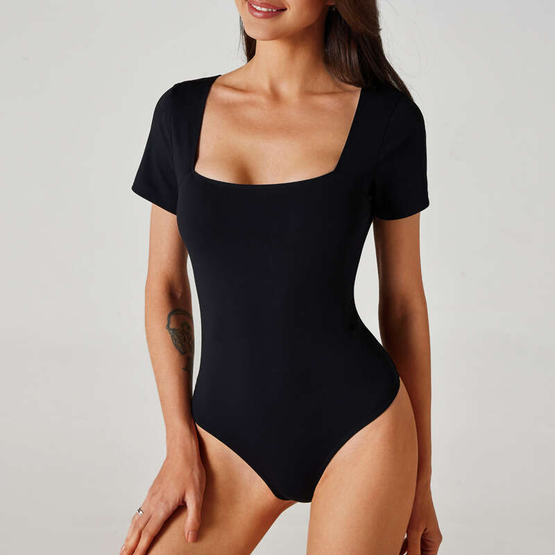 European American new jumpsuit for women, nude and tight fitting, square neck, casual dance, fiess, sports, yoga suit