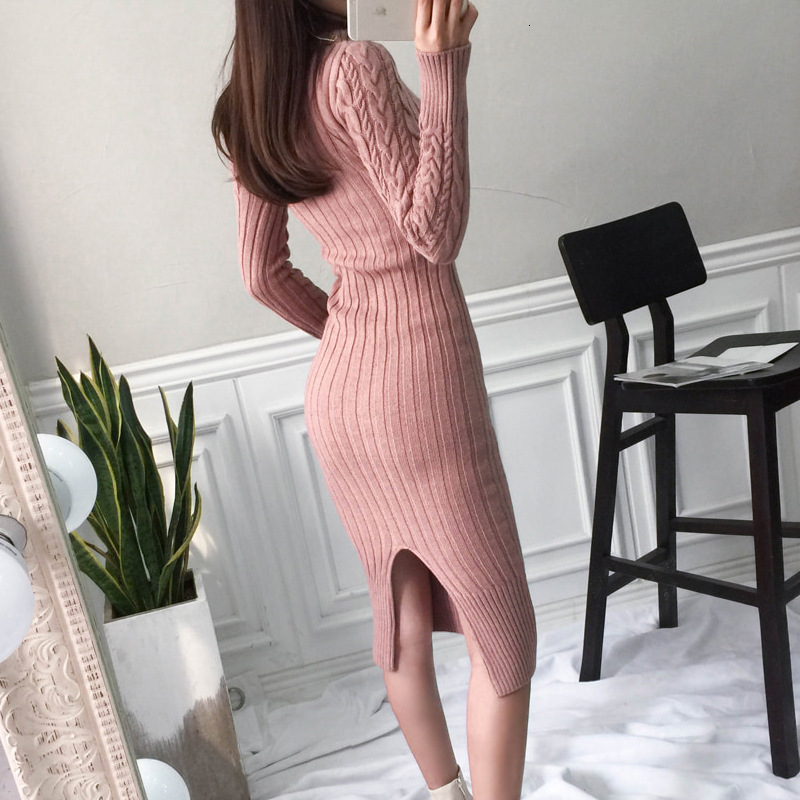 Spring And Autumn Korean Fashion Women's Dress With Sexy High Collar, Slim Fit, Hip Knee Hugging, Goddess Style