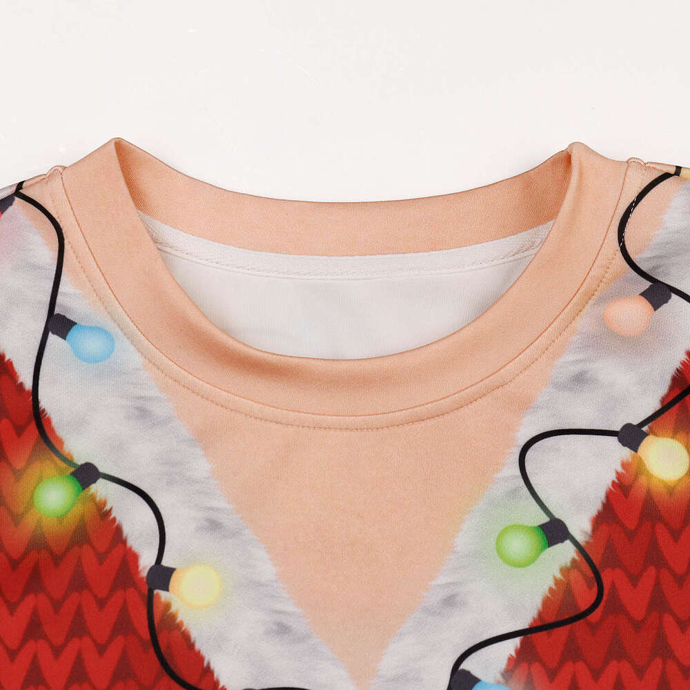 2024 autumn winter new European and American Christmas hot selg holiday party 3D digital printing round neck long sleeved couple hoodie