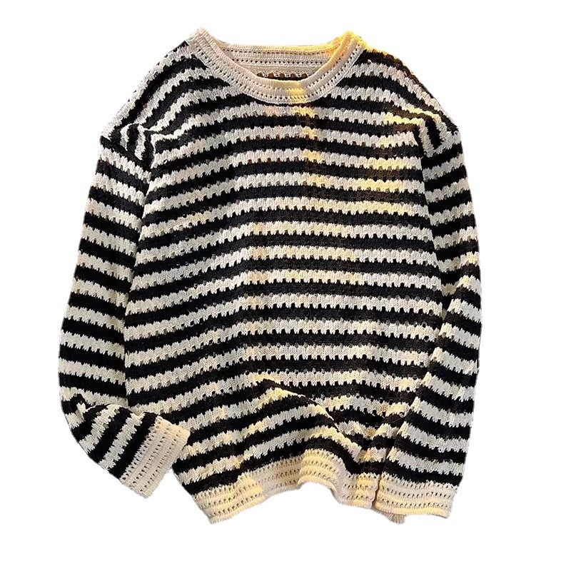 New Men's Youth Fashion Art Knitwear Fashion Round Neck New Series Lazy and Simple Straight Tube Perforated Sweater Designer Hoodie