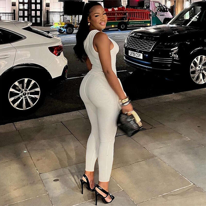 Wind 2024 Summer New Women's Strap Single Shoulder Sleeve T-shirt High Waist Bag Hip Casual Pants Set for Women